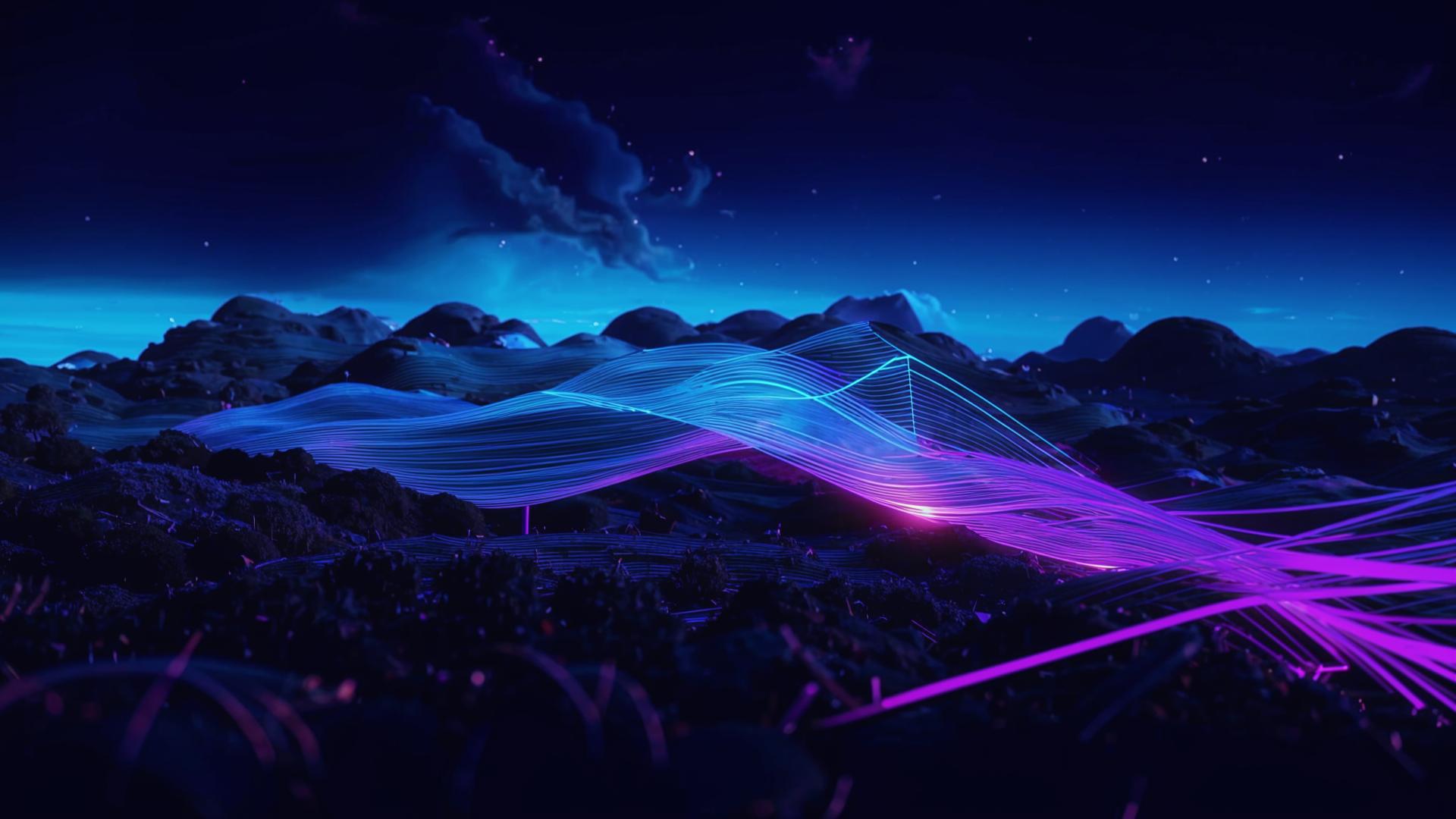 Abstract neural data stream flowing into horizon